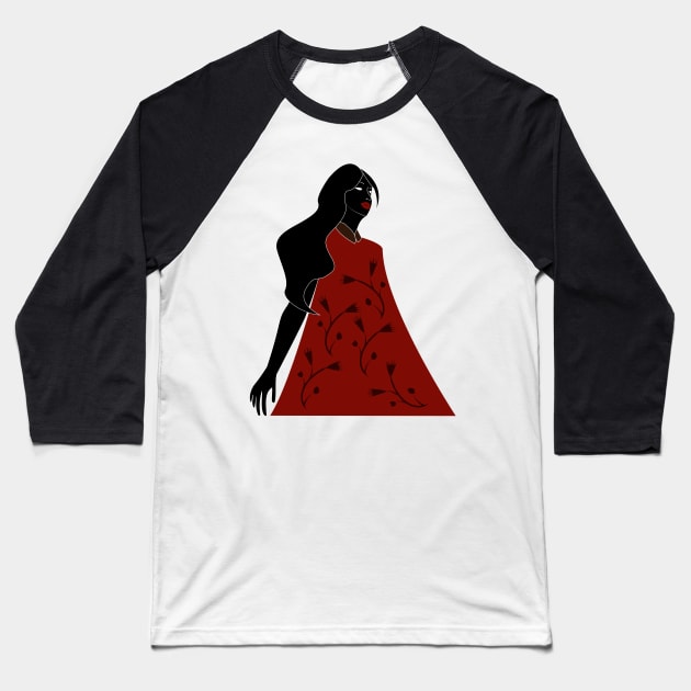 Lady in Red Baseball T-Shirt by Lytaccept